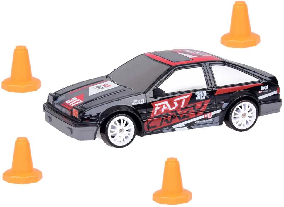 Nuotoliniu būdu valdomas Drift automobilis su priedais, juodas