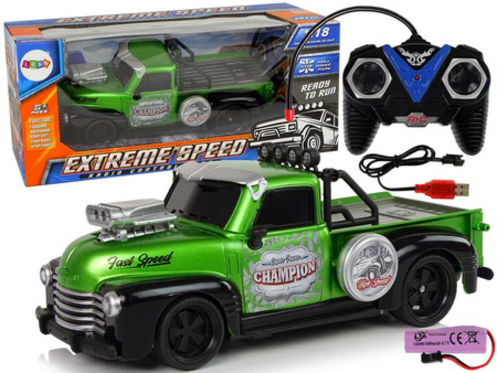Nuotoliniu būdu valdomas Pick-up Champion 1:18, žalias