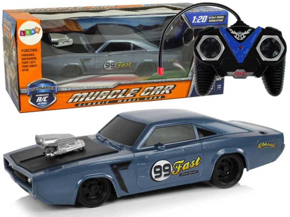 Nuotoliniu būdu valdomas sportinis Muscle Car automobilis 1:20, pilkas
