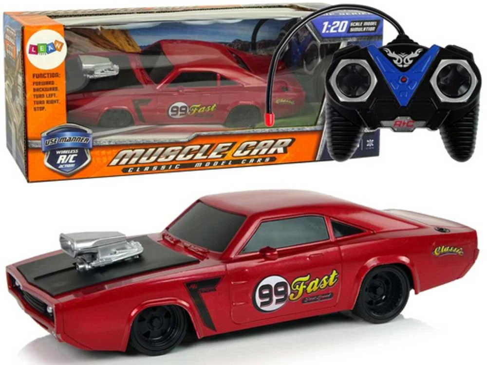 Nuotoliniu būdu valdomas sportinis Muscle Car automobilis 1:20, raudonas