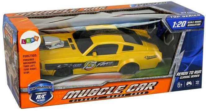 Nuotoliniu būdu valdomas sportinis Muscle Car automobilis 1:20, geltonas