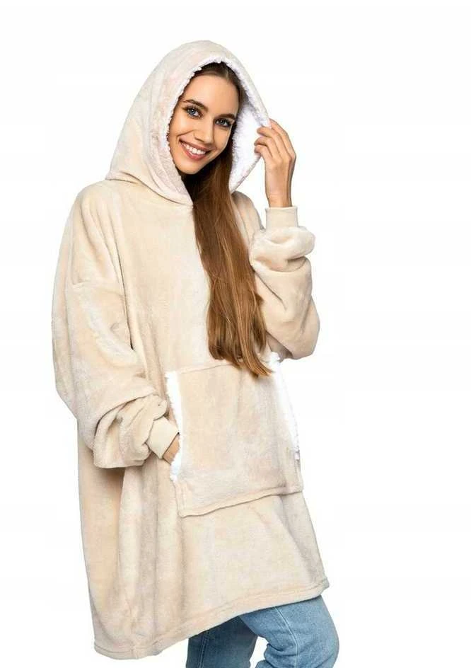 Oversize džemperis su gobtuvu, beige