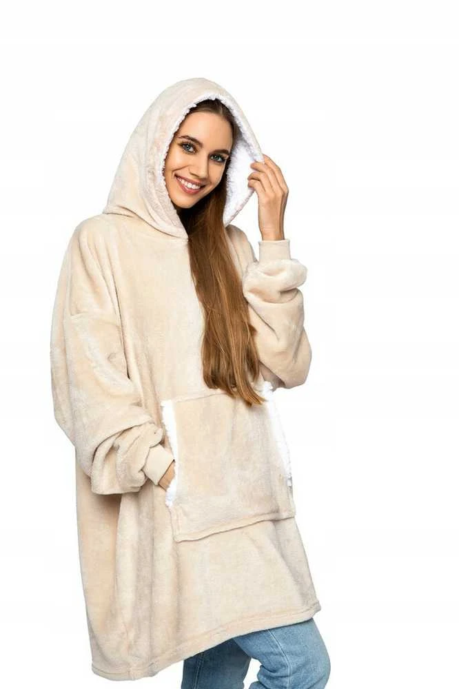 Oversize džemperis su gobtuvu, beige