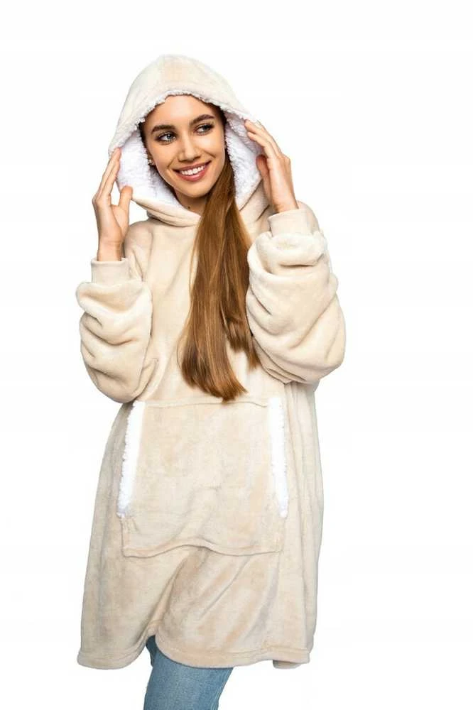Oversize džemperis su gobtuvu, beige