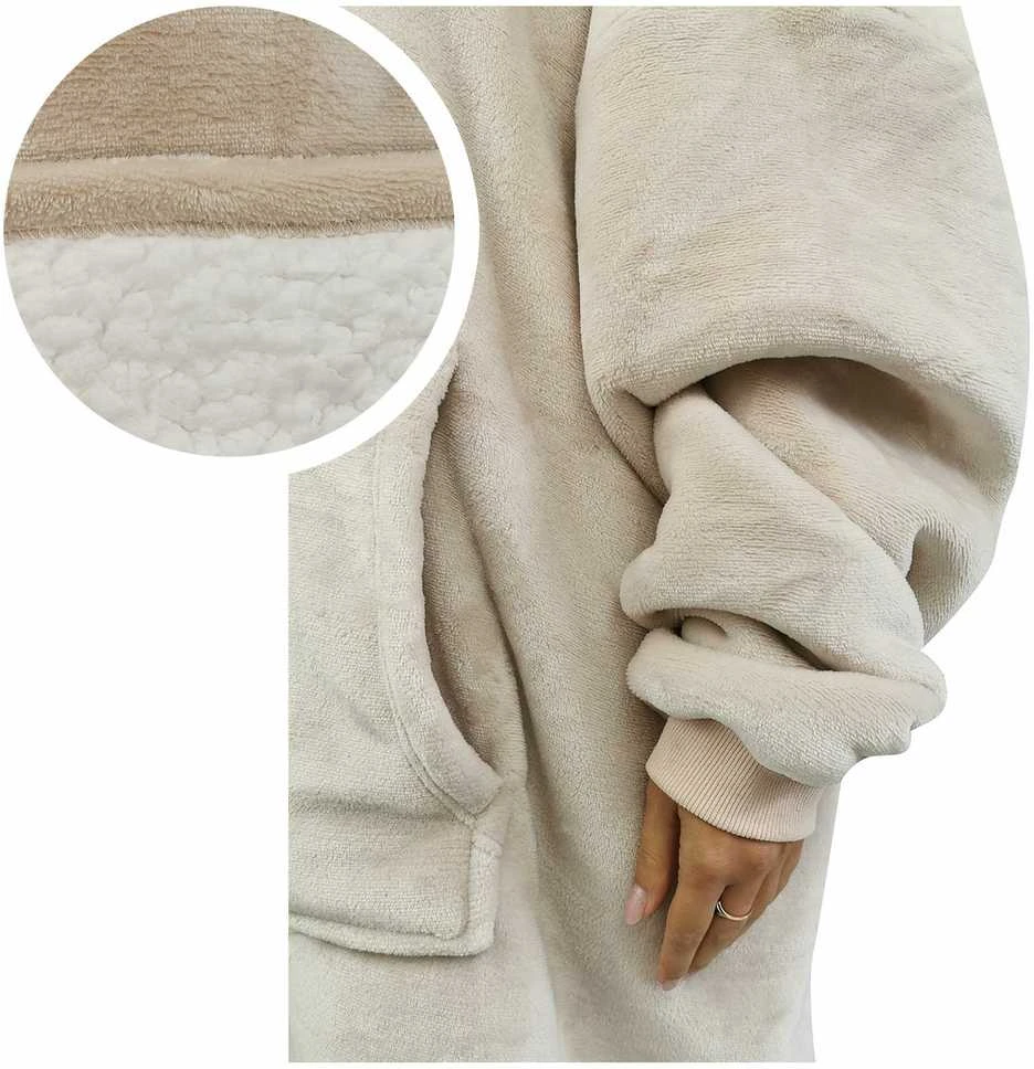 Oversize džemperis su gobtuvu, light beige