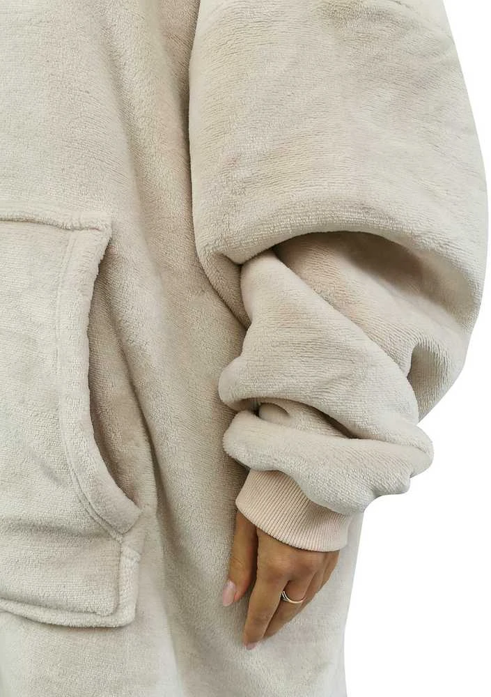 Oversize džemperis su gobtuvu, light beige