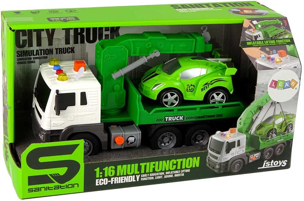 Pagalbos kelyje automobilis su šviesos ir garso efektais, 1:16, žalias