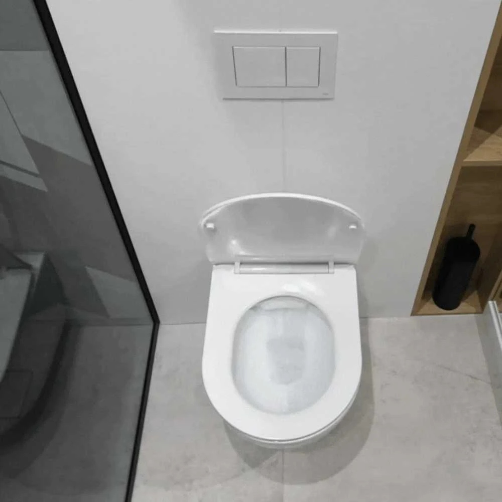 Pakabinamas klozetas Laveo Desna Rimless su lėtai nusileidžiančiu dangčiu