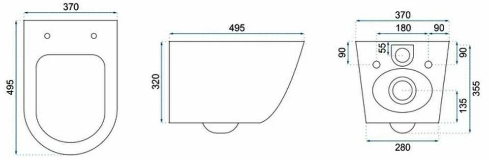 Pakabinamas klozetas Rea Carlo Mini Rimless Flat, Juodas Mat