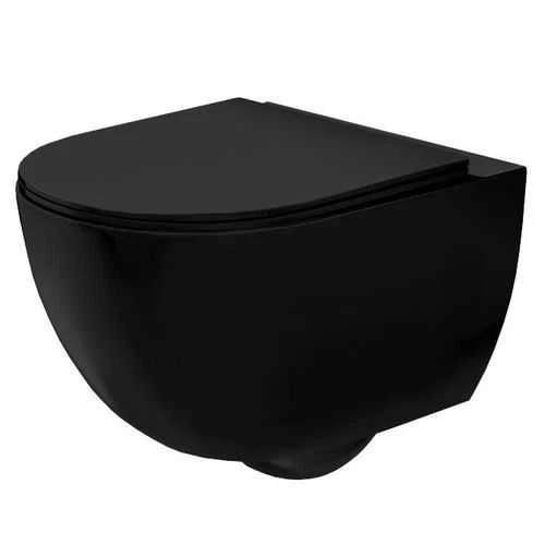Pakabinamas klozetas Rea Carlo Mini Rimless Flat, Juodas Mat