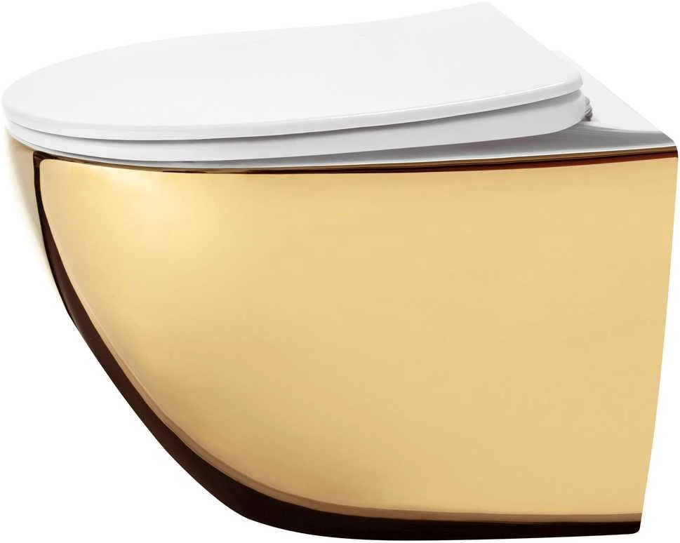 Pakabinamas klozetas Rea Carlo Mini Tornado NFQ, Gold/Baltas