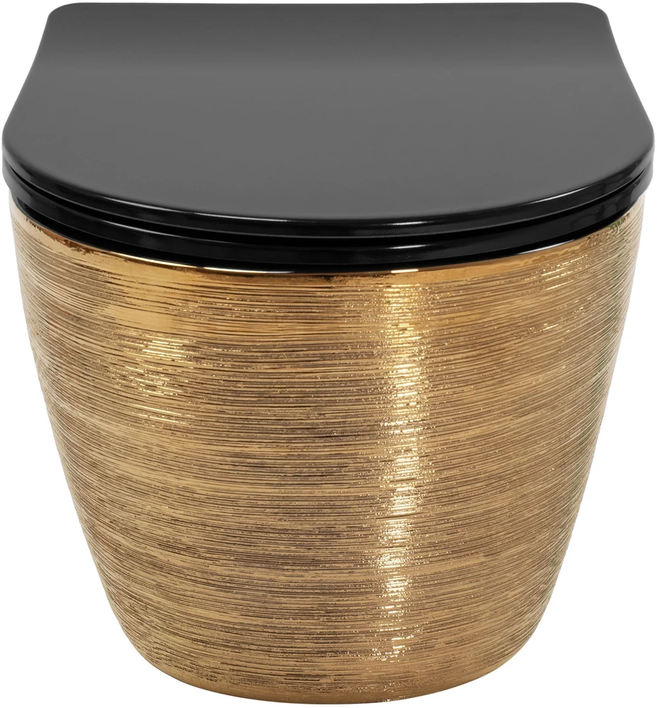 Pakabinamas klozetas Rea Carlo Mini Tornado, Brushed Gold/Juodas