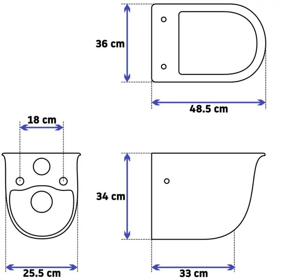 Pakabinamas klozetas REA Lucio Rimless, Baltas