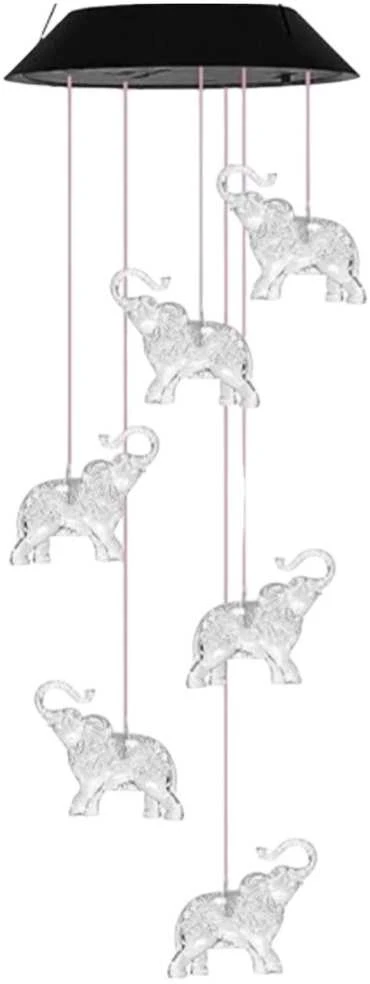 Pakabinamas soliarinis lauko LED šviestuvas Elephants, Colorful, 70 cm