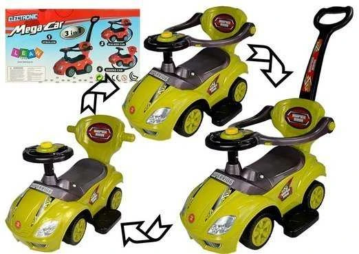 Paspiriama mašinėlė-stumdukas Mega Car 3in1, geltona