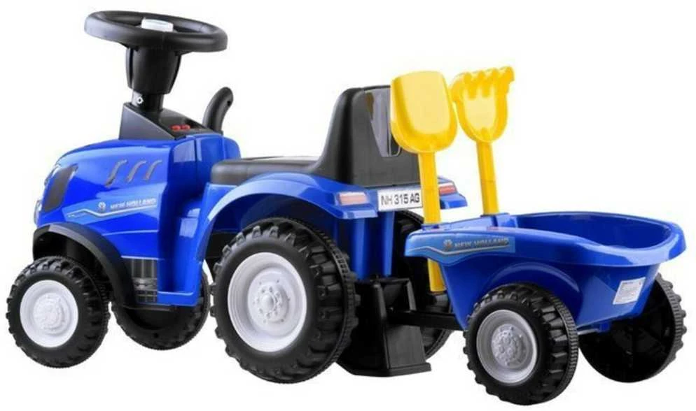 Paspiriamas traktorius su priekaba New Holland, mėlynas