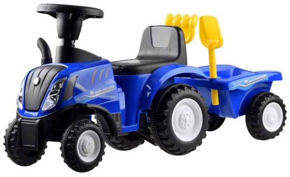 Paspiriamas traktorius su priekaba New Holland, mėlynas