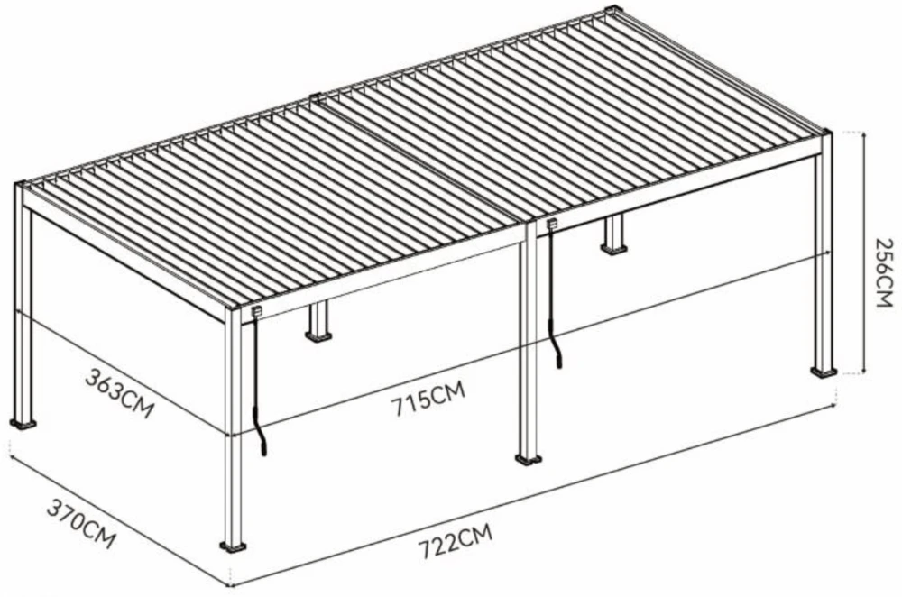 Pavėsinė Pergola DELUXE 3.6x7.2 Anthracite