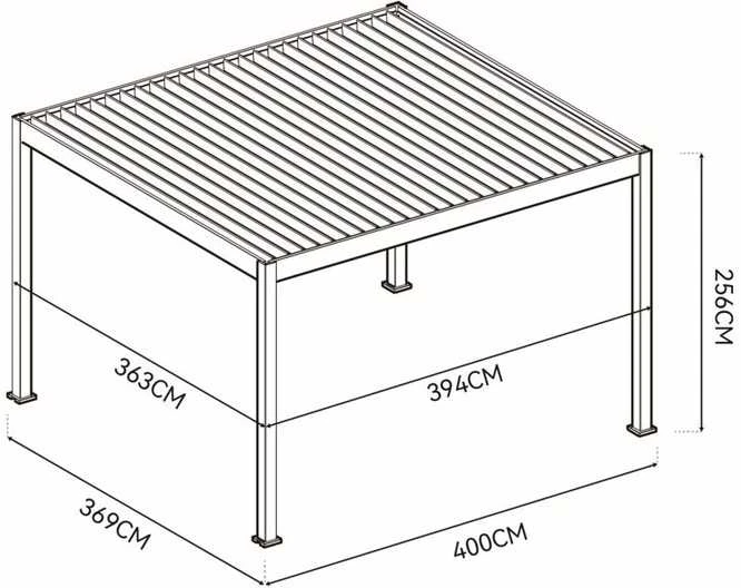 Pavėsinė Pergola DELUXE AUTOMATIC 3.6x4 su LED, Baltas