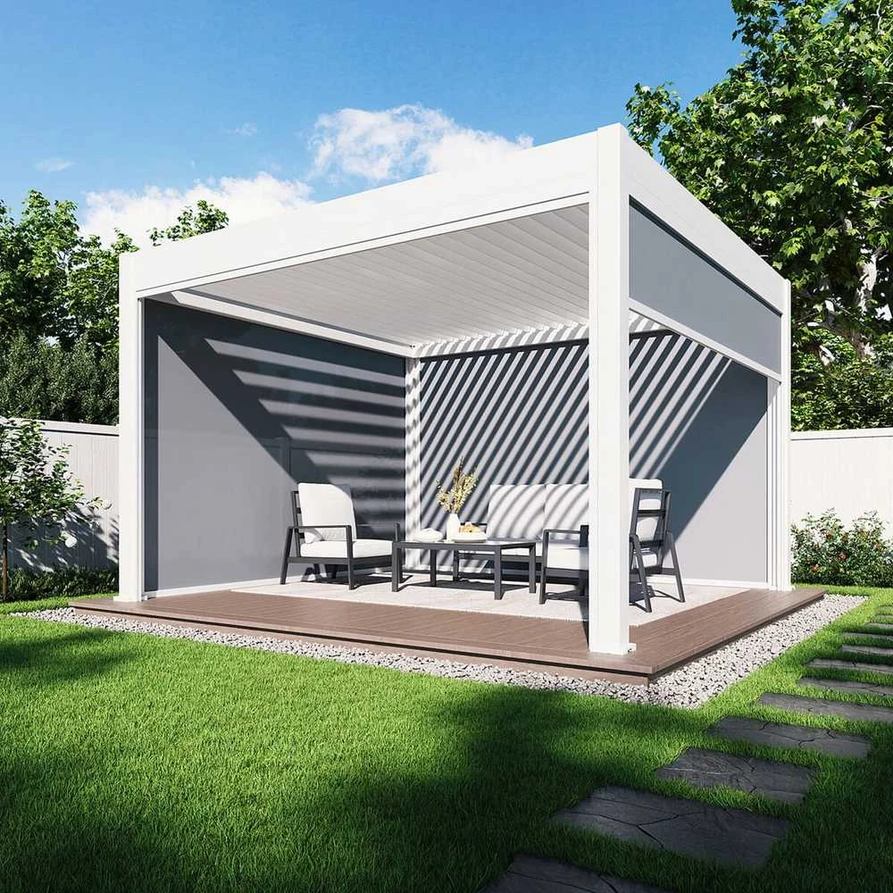 Pavėsinė Pergola DELUXE AUTOMATIC 3.6x4 su LED, Baltas