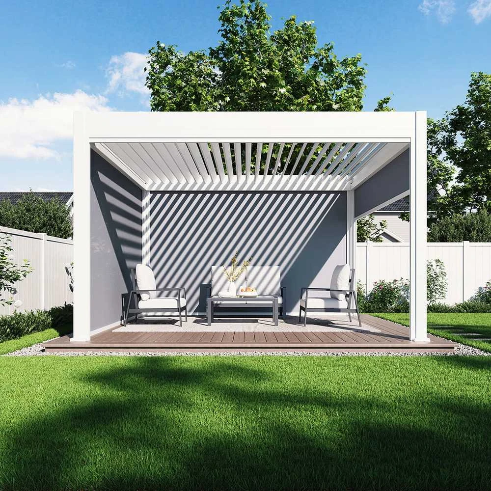 Pavėsinė Pergola DELUXE AUTOMATIC 3.6x4 su LED, Baltas