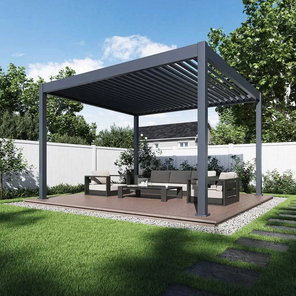 Pavėsinė Pergola DELUXE AUTOMATIC 3.6x4 su LED, Anthracite