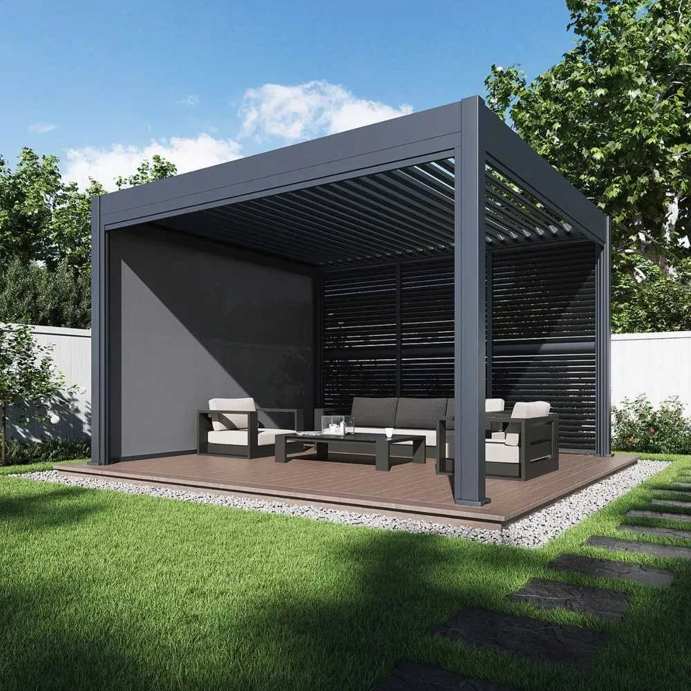 Pavėsinė Pergola DELUXE AUTOMATIC 3.6x4 su LED, Anthracite