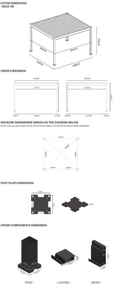Pavėsinė Pergola DELUXE AUTOMATIC 3.6x4 su LED, Anthracite