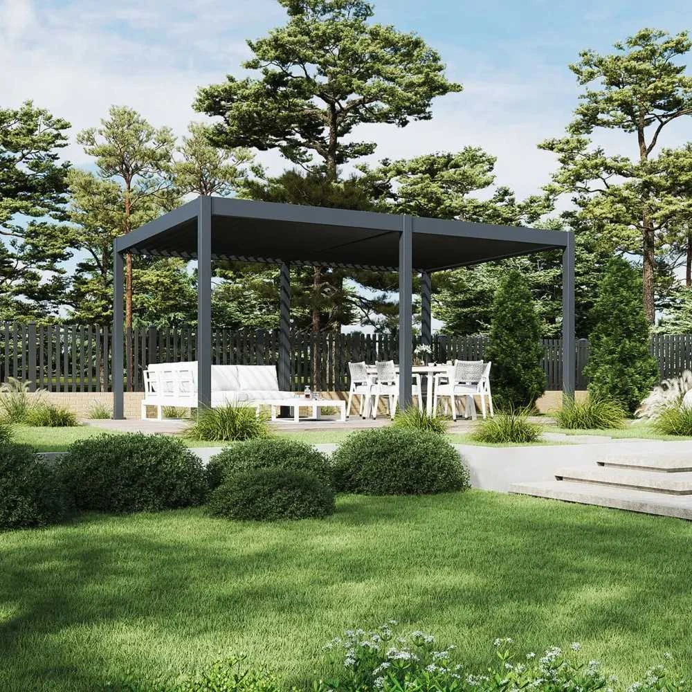 Pavėsinė Pergola DELUXE AUTOMATIC 3.6x5.3 su LED, Anthracite