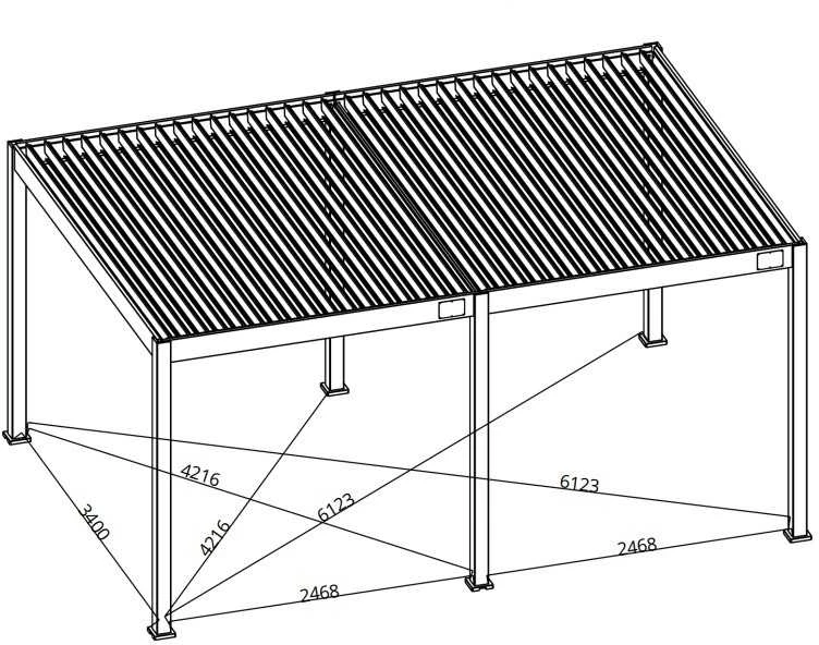 Pavėsinė Pergola DELUXE AUTOMATIC 3.6x5.3 su LED, Baltas