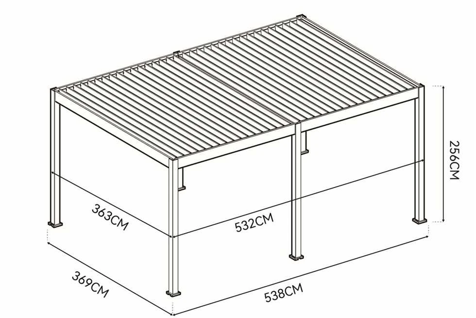 Pavėsinė Pergola DELUXE AUTOMATIC 3.6x5.3 su LED, Baltas