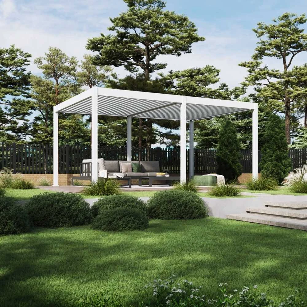 Pavėsinė Pergola DELUXE AUTOMATIC 3.6x5.3 su LED, Baltas