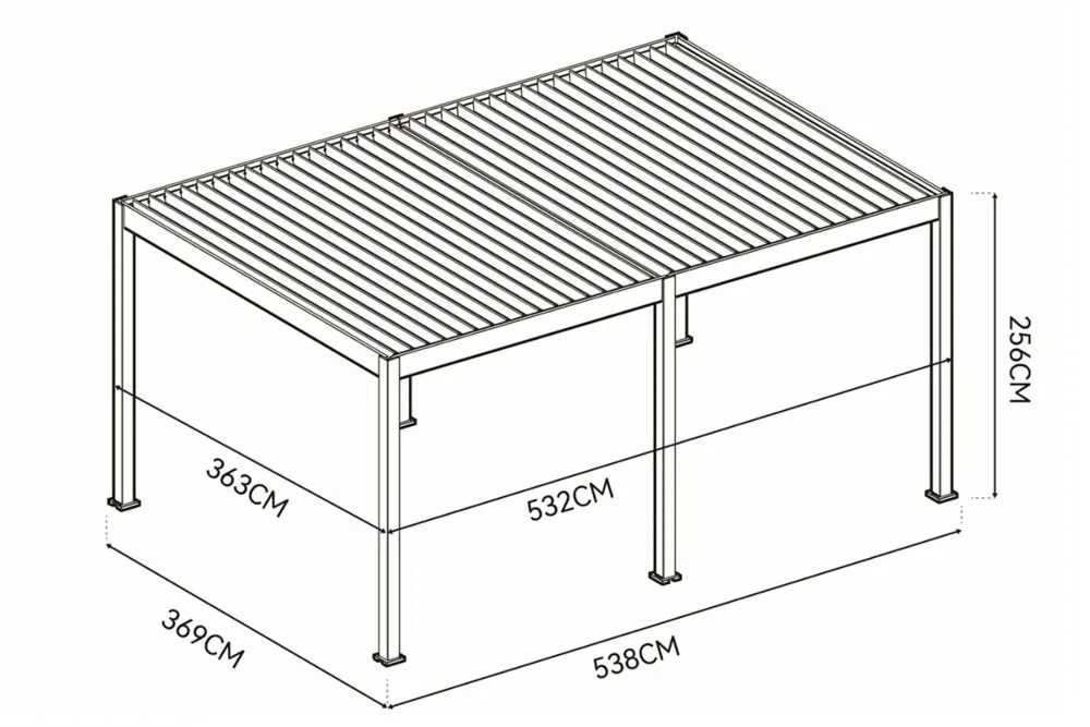 Pavėsinė Pergola DELUXE AUTOMATIC 3.6x5.3 su LED, Anthracite