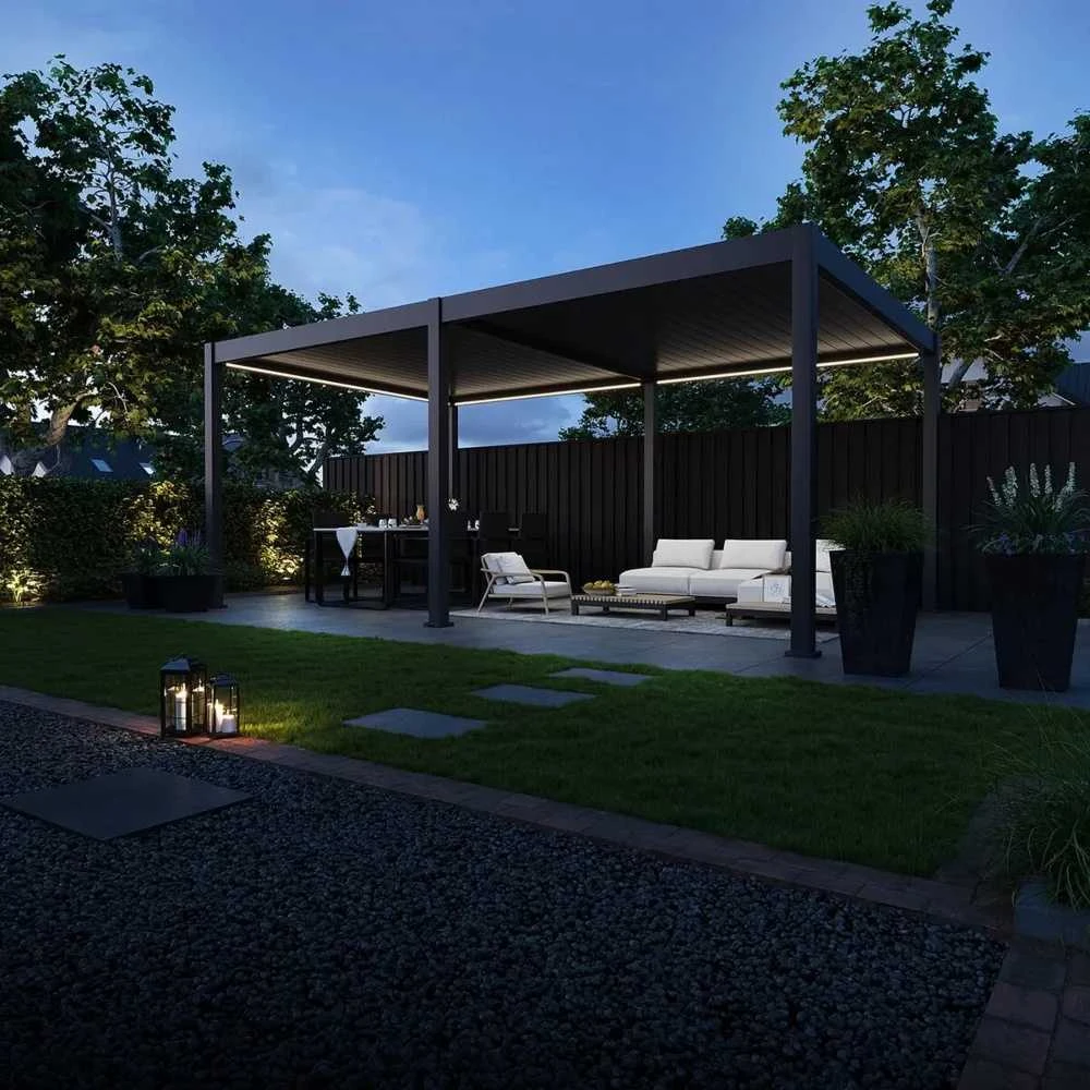 Pavėsinė Pergola DELUXE AUTOMATIC 3.6x6 su LED, Anthracite