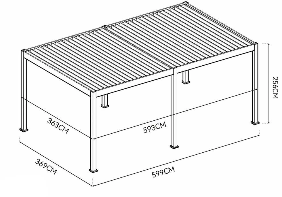 Pavėsinė Pergola DELUXE AUTOMATIC 3.6x6 su LED, Baltas