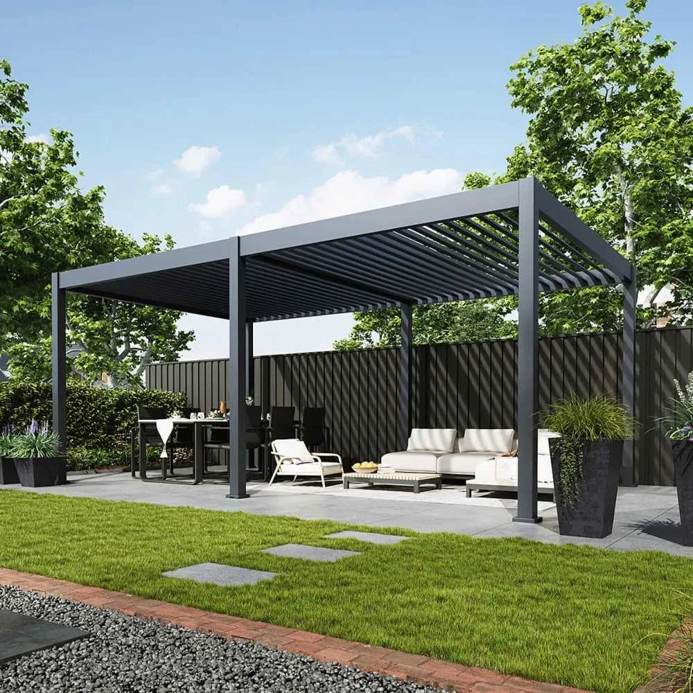 Pavėsinė Pergola DELUXE AUTOMATIC 3.6x6 su LED, Anthracite