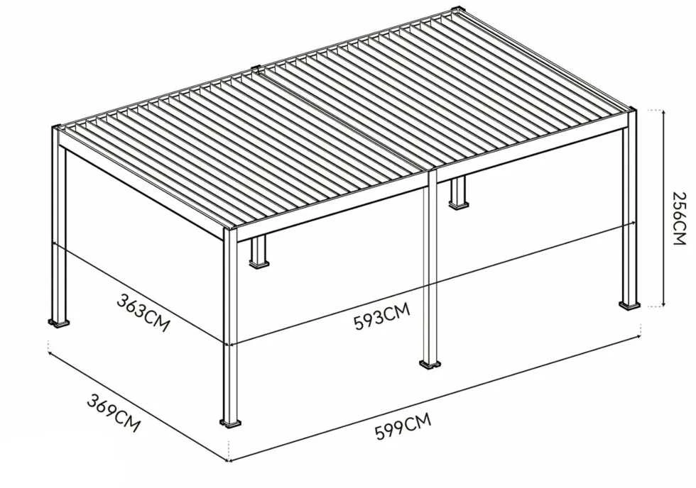 Pavėsinė Pergola DELUXE AUTOMATIC 3.6x6 su LED, Anthracite