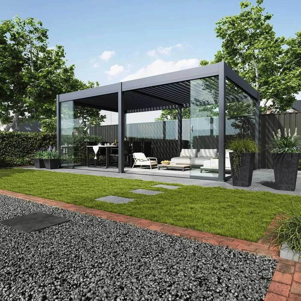 Pavėsinė Pergola DELUXE AUTOMATIC 3.6x6 su LED, Anthracite
