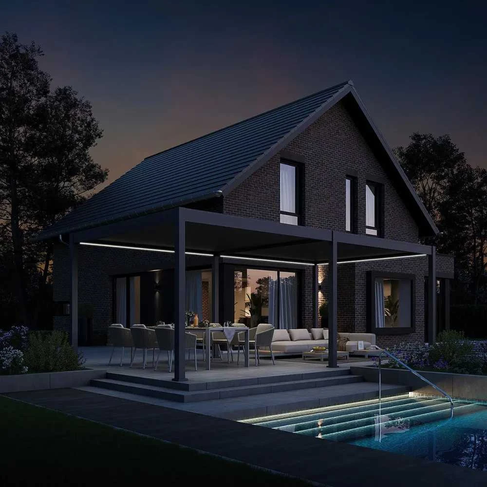 Pavėsinė Pergola DELUXE AUTOMATIC 3.6x7.2 su LED, Anthracite