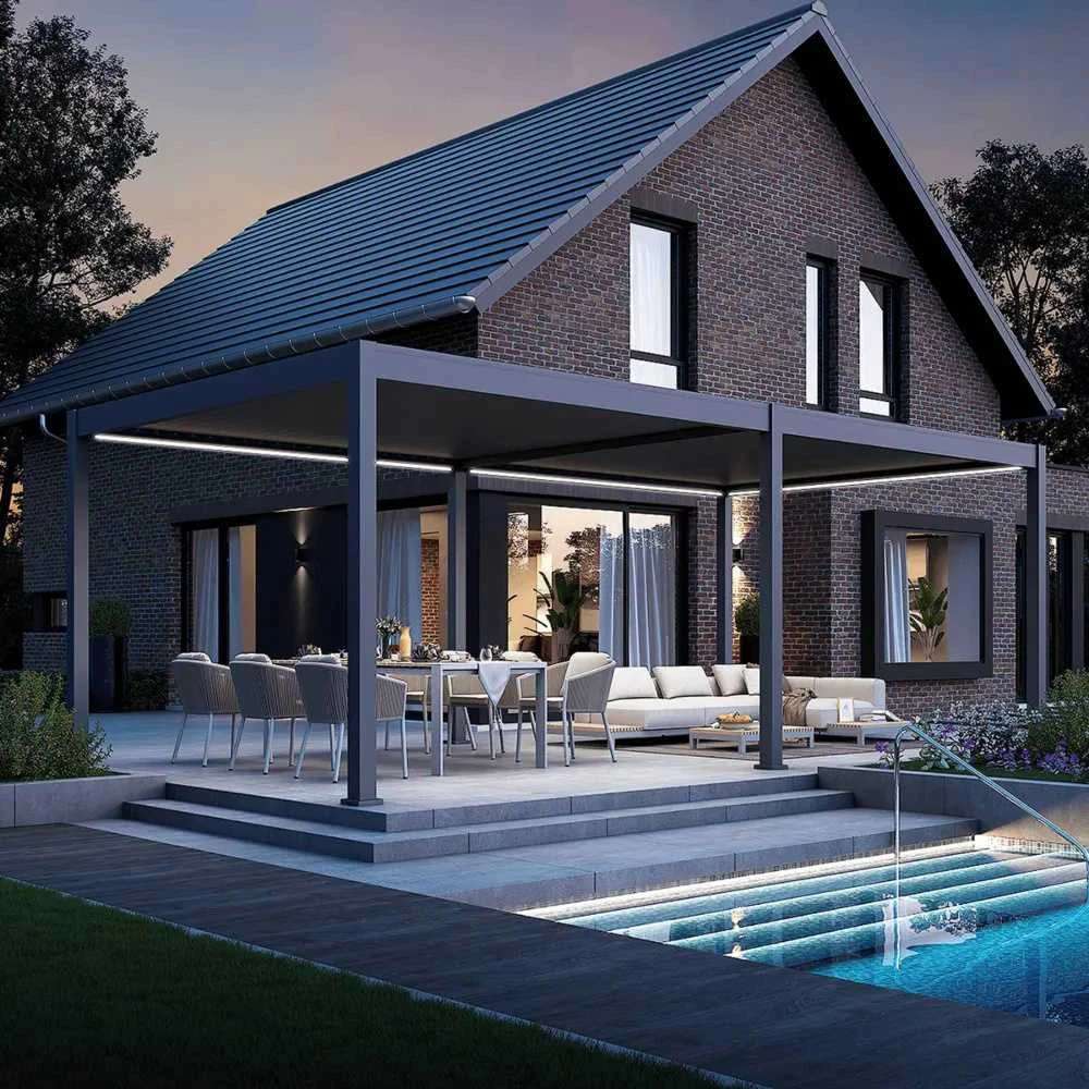 Pavėsinė Pergola DELUXE AUTOMATIC 3.6x7.2 su LED, Anthracite