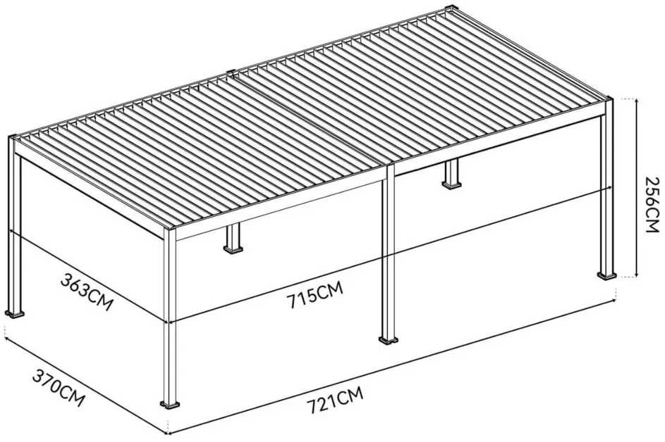 Pavėsinė Pergola DELUXE AUTOMATIC 3.6x7.2 su LED, Anthracite