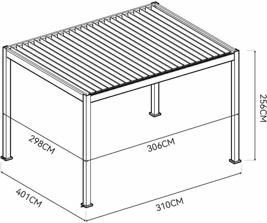 Pavėsinė Pergola DELUXE PRO AUTOMATIC 3x4 su LED, Taupe