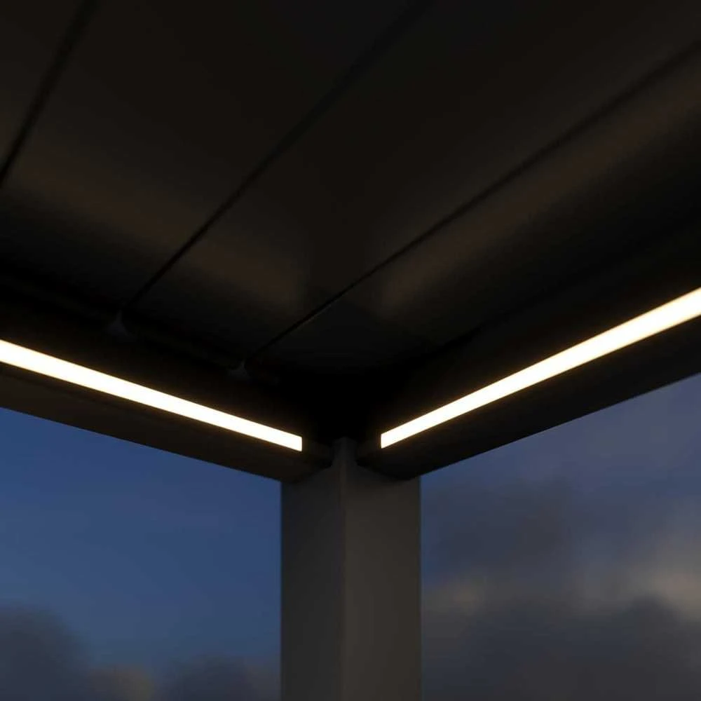 Pavėsinė Pergola DELUXE PRO AUTOMATIC 3x4 su LED, Taupe