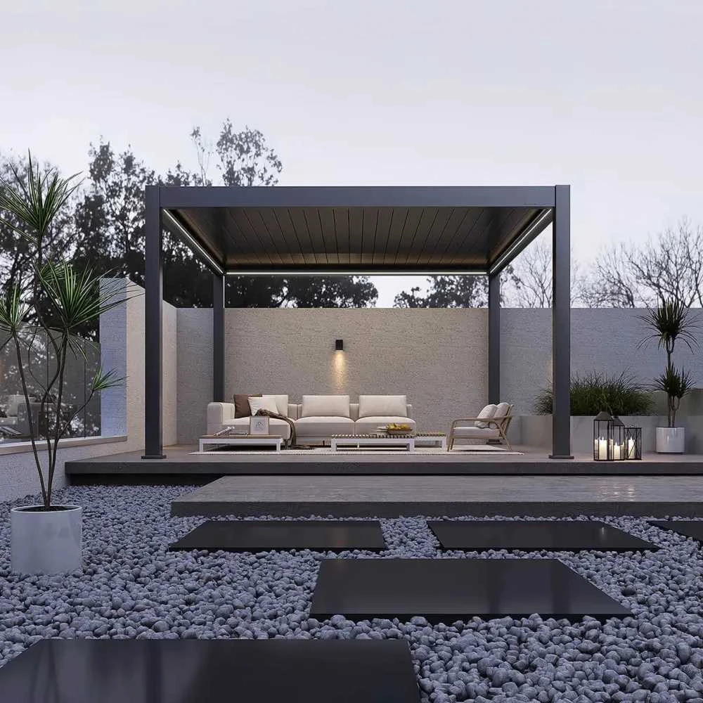 Pavėsinė Pergola DELUXE PRO AUTOMATIC 4x4 su LED, Anthracite