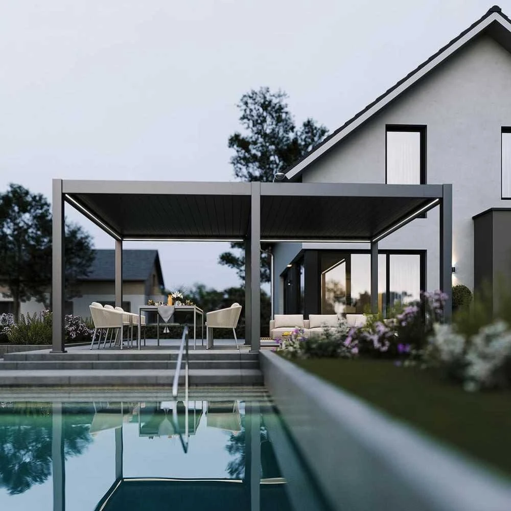 Pavėsinė Pergola DELUXE PRO AUTOMATIC 4x6 su LED, Anthracite
