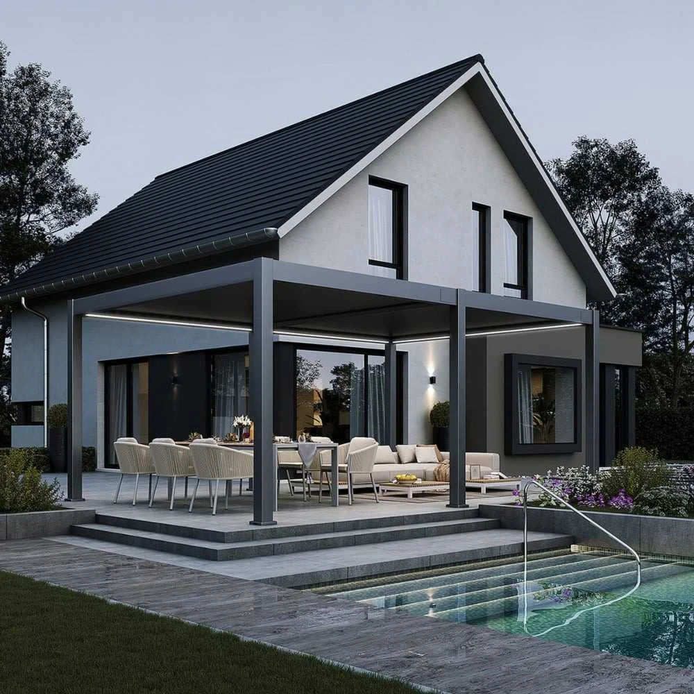 Pavėsinė Pergola DELUXE PRO AUTOMATIC 4x6 su LED, Anthracite