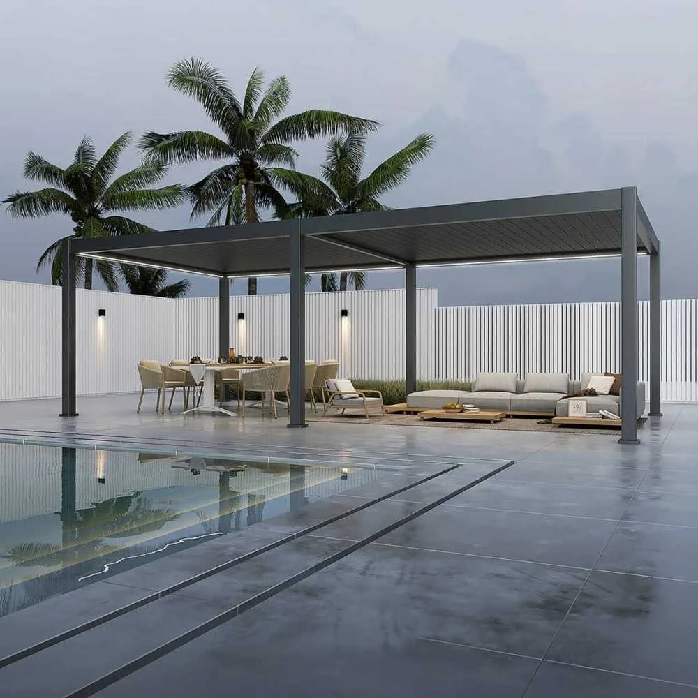 Pavėsinė Pergola DELUXE PRO AUTOMATIC 4x8 su LED, Anthracite