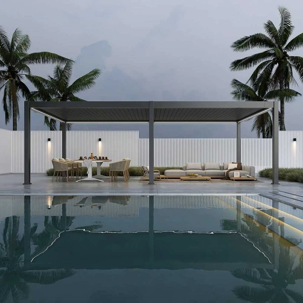 Pavėsinė Pergola DELUXE PRO AUTOMATIC 4x8 su LED, Anthracite