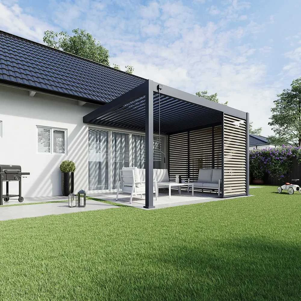 Pavėsinė Pergola DELUXE WALL 3.6x4, Anthracite (montuojama prie sienos)