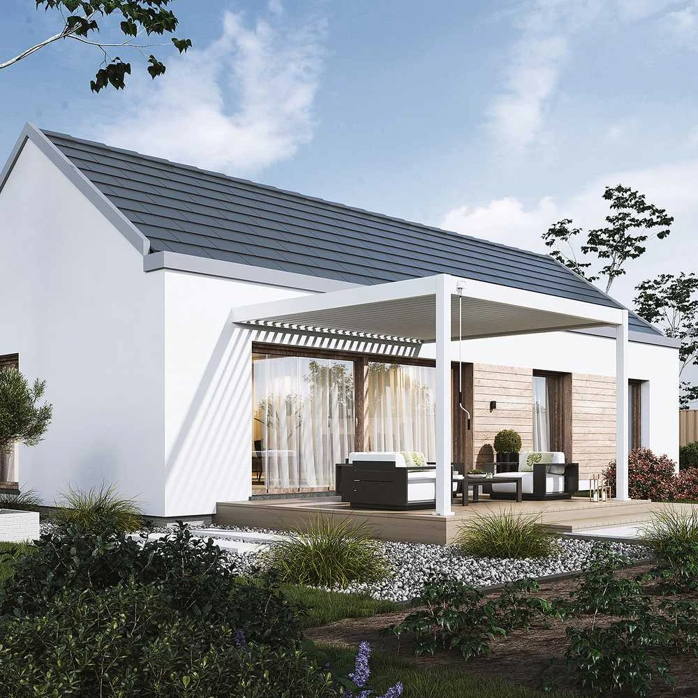 Pavėsinė Pergola DELUXE WALL 3.6x4, Baltas (montuojama prie sienos)